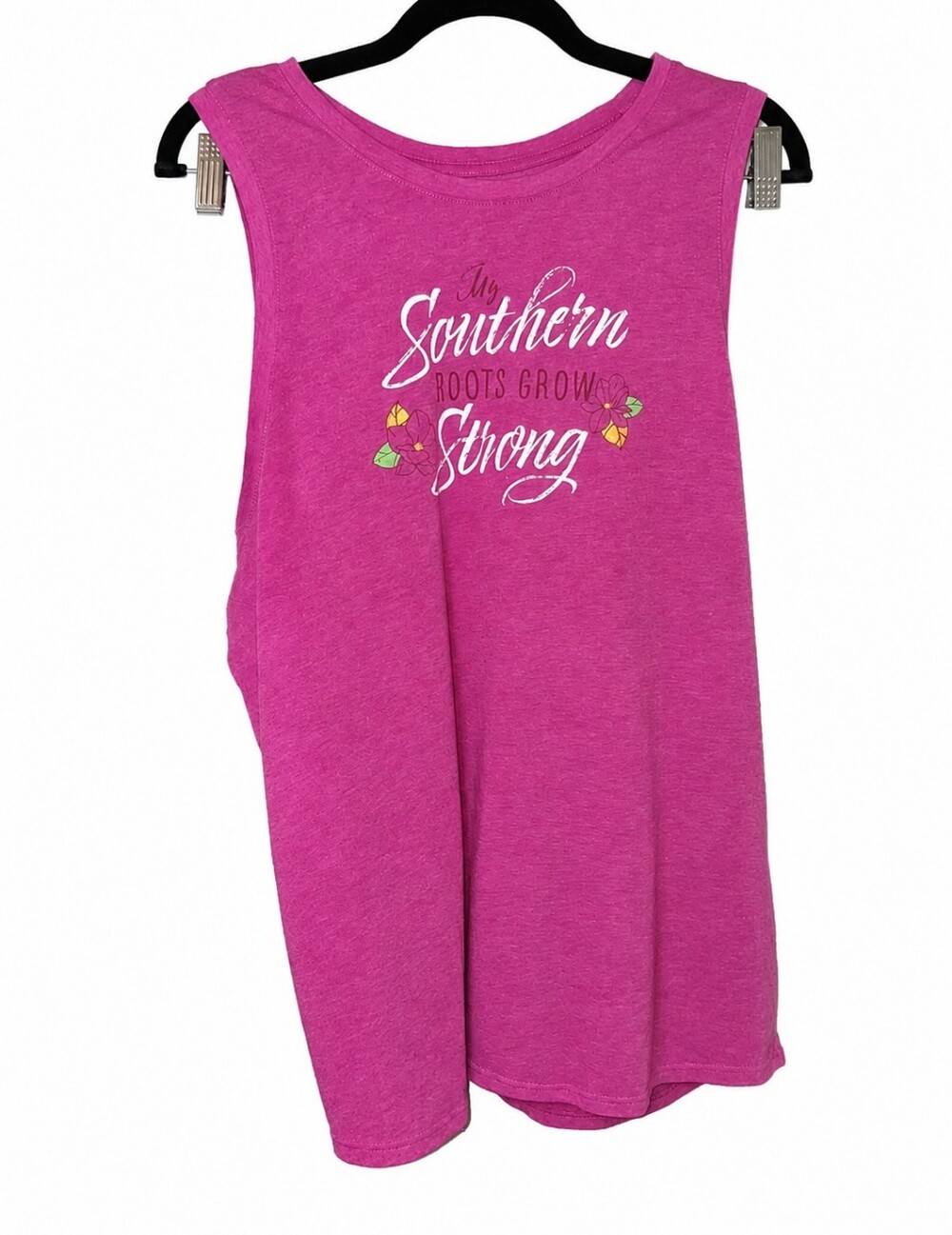 Home Free Southern Roots Grow Strong Women's XL Pink Graphic Tank Top Floral